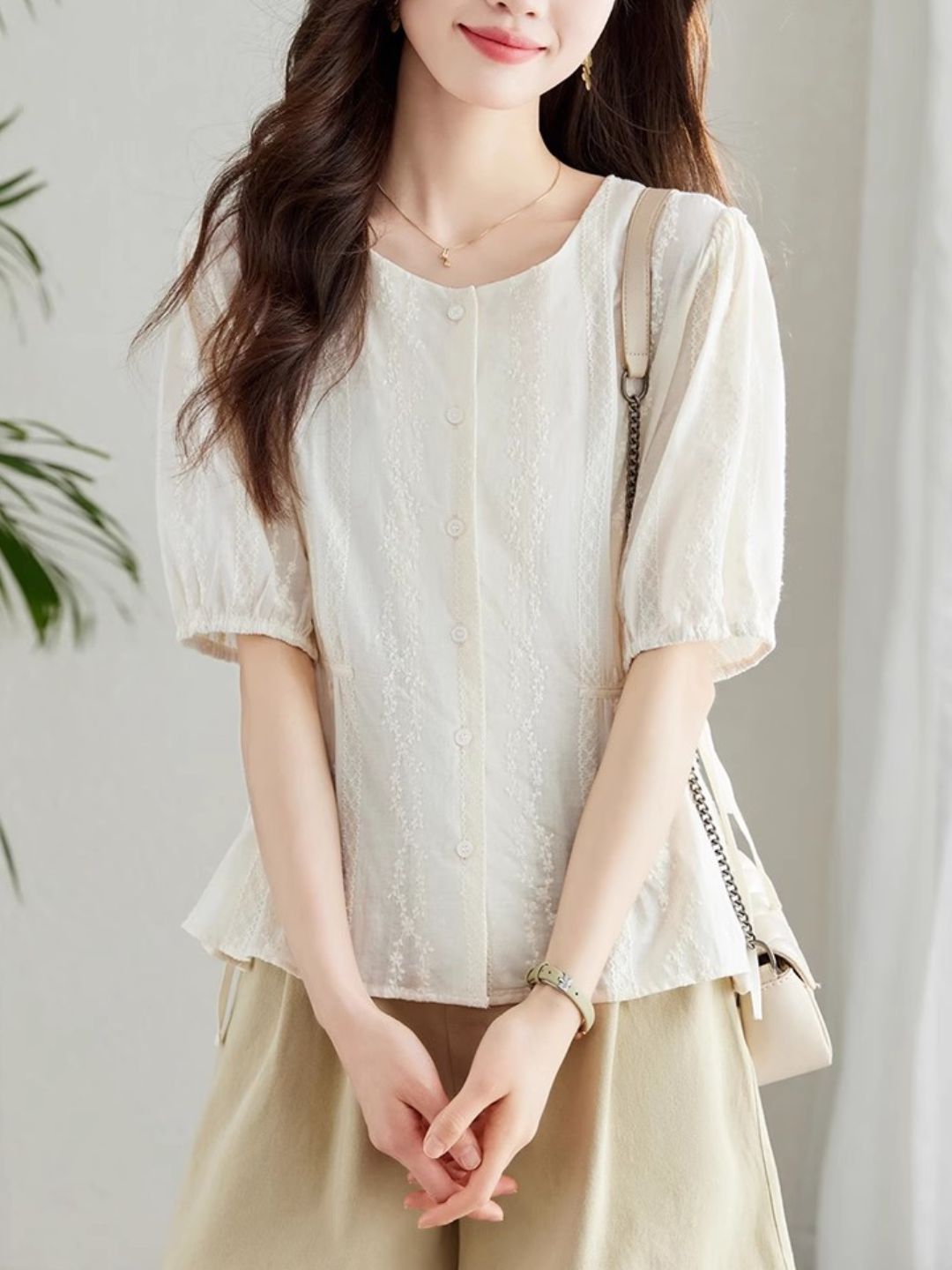 Round Neck Embroidered Shirt