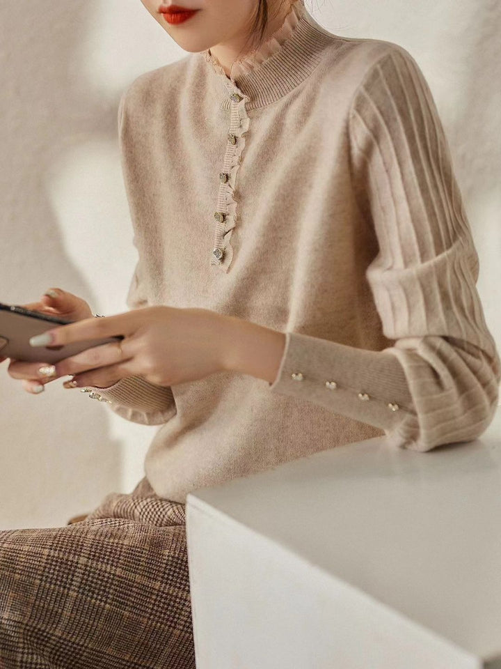 Retro Auricular Knitted Sweater - Pink