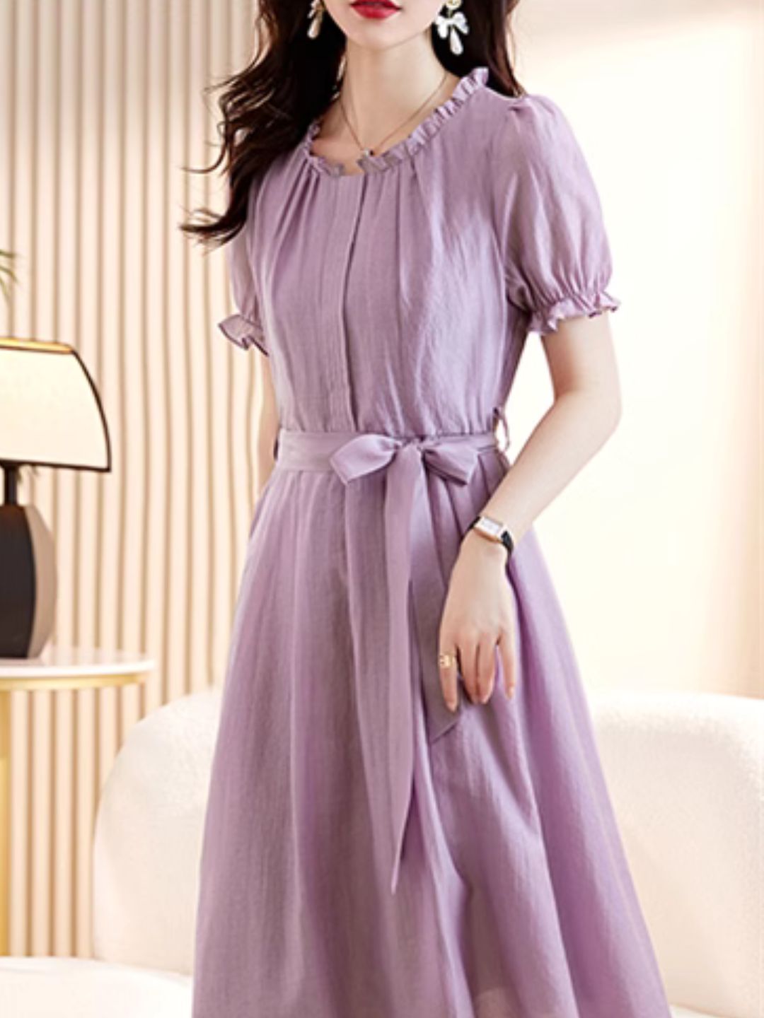 Elegant Slim Waist Dress - Black
