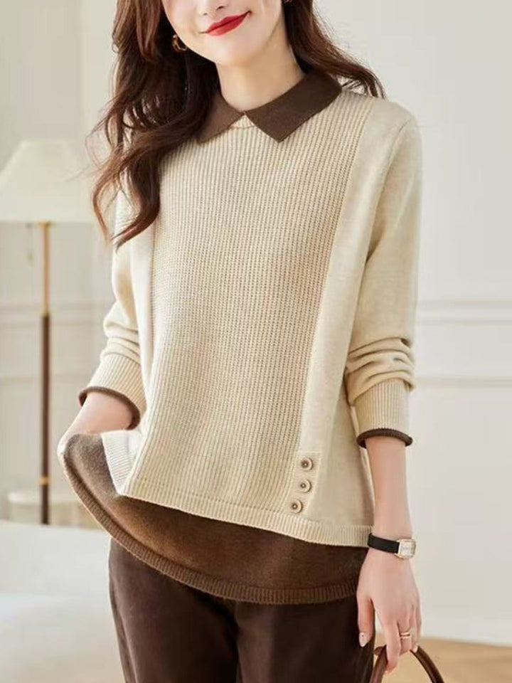 Classic Casual Lapel Sweater - Red