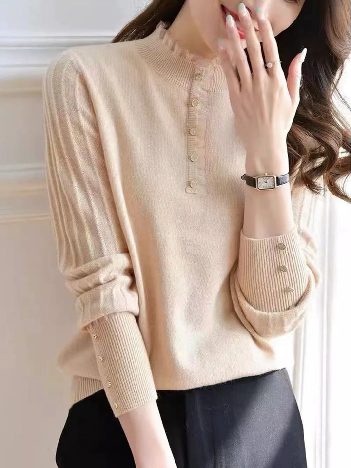 Retro Auricular Knitted Sweater - Pink