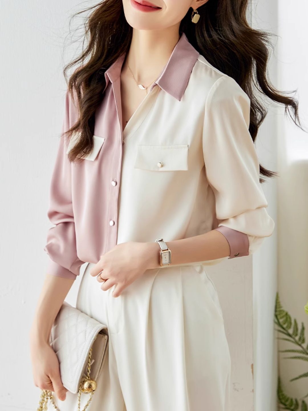 Versatile Contrast Color Shirt