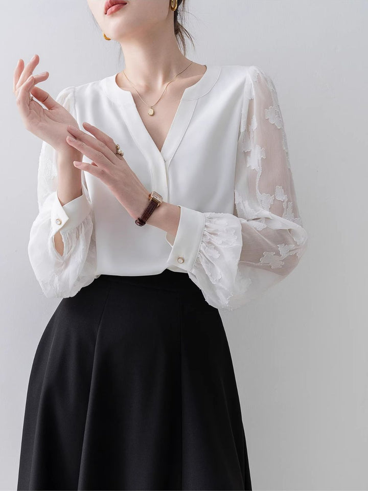 Floral Sleeve V-Neck Top