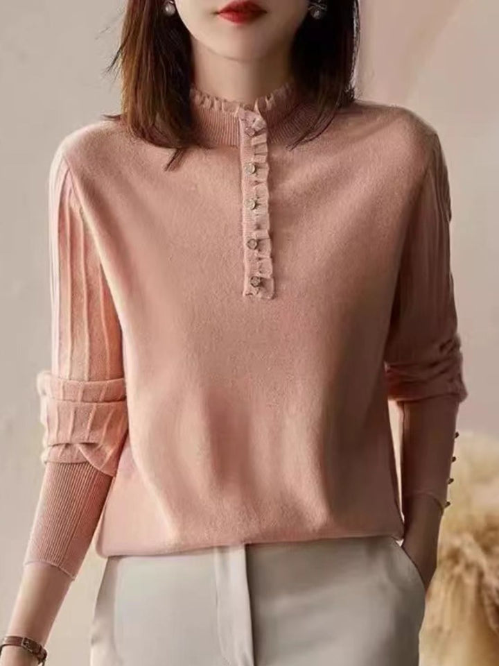 Retro Auricular Knitted Sweater - Pink