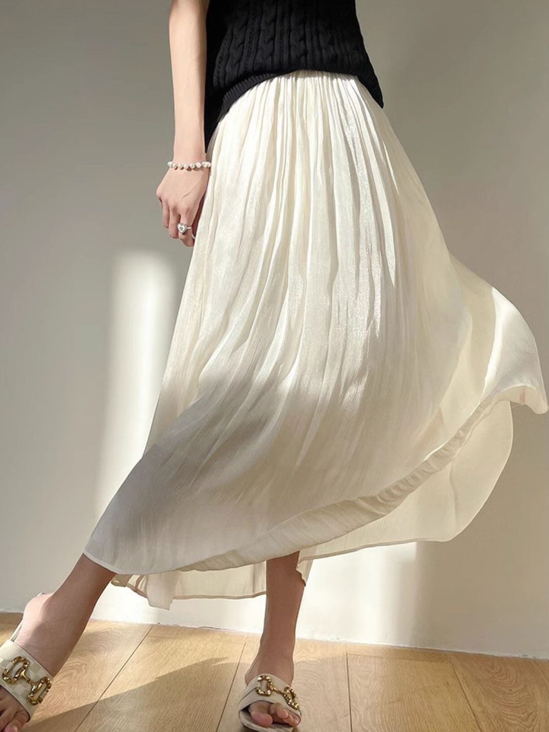 Temperament Mesh Skirt - White