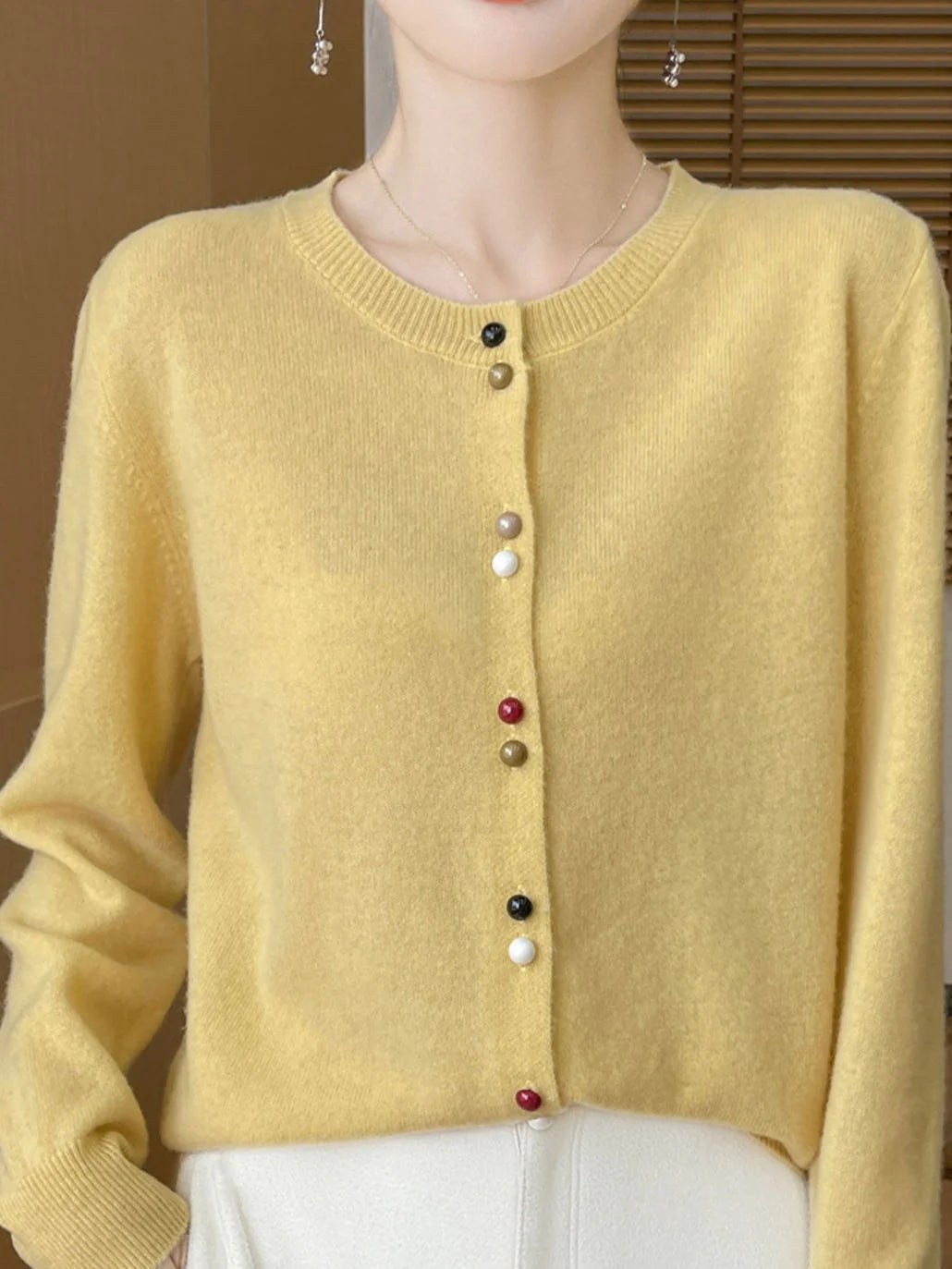 Crew Neck Solid Color Sweater