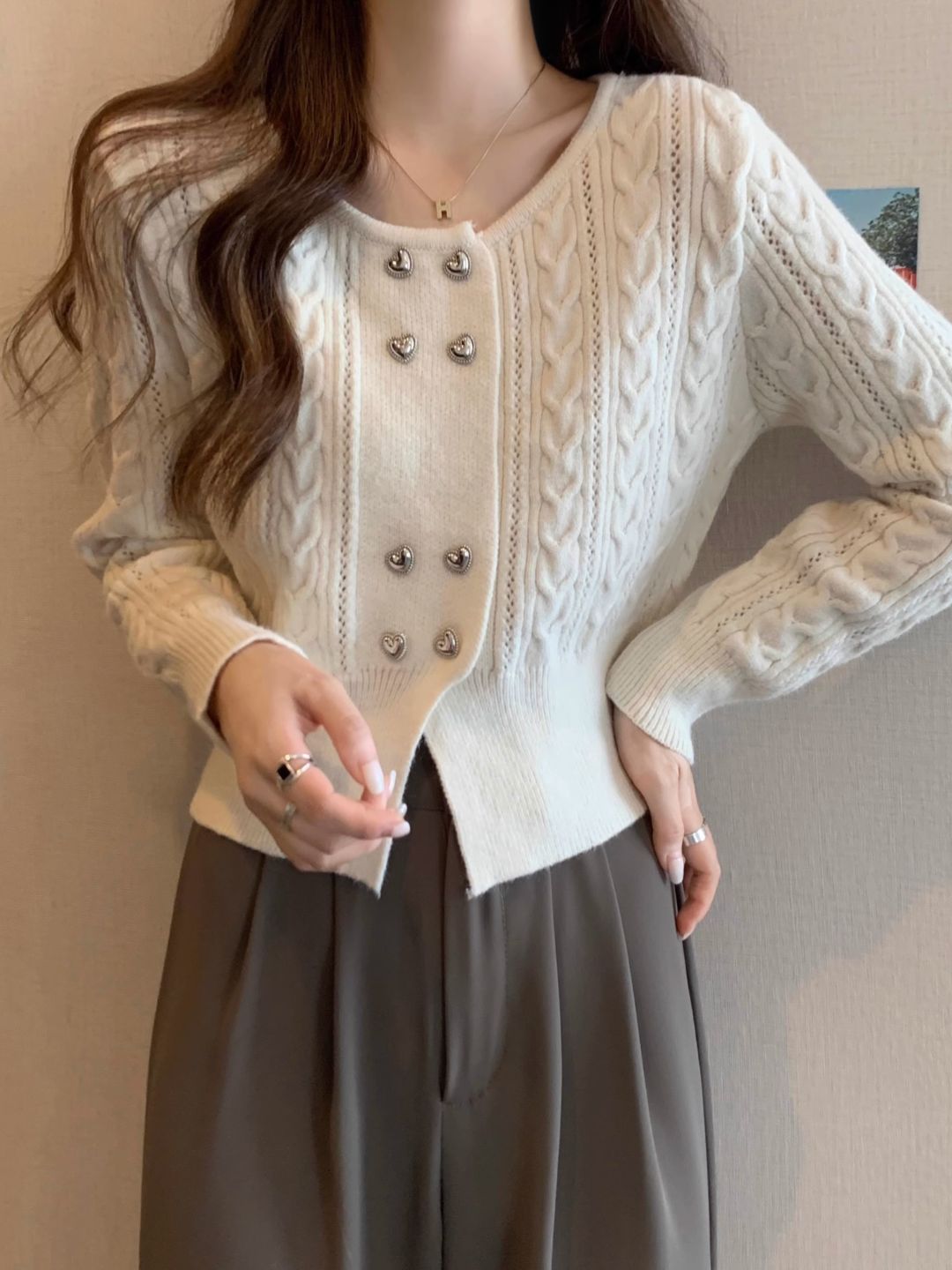 Double Breasted Knit Cardigan