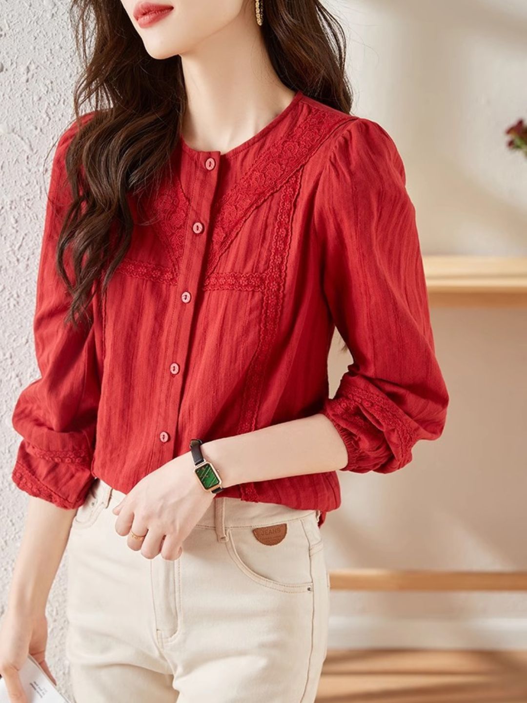 Versatile Lace Long Sleeve Shirt