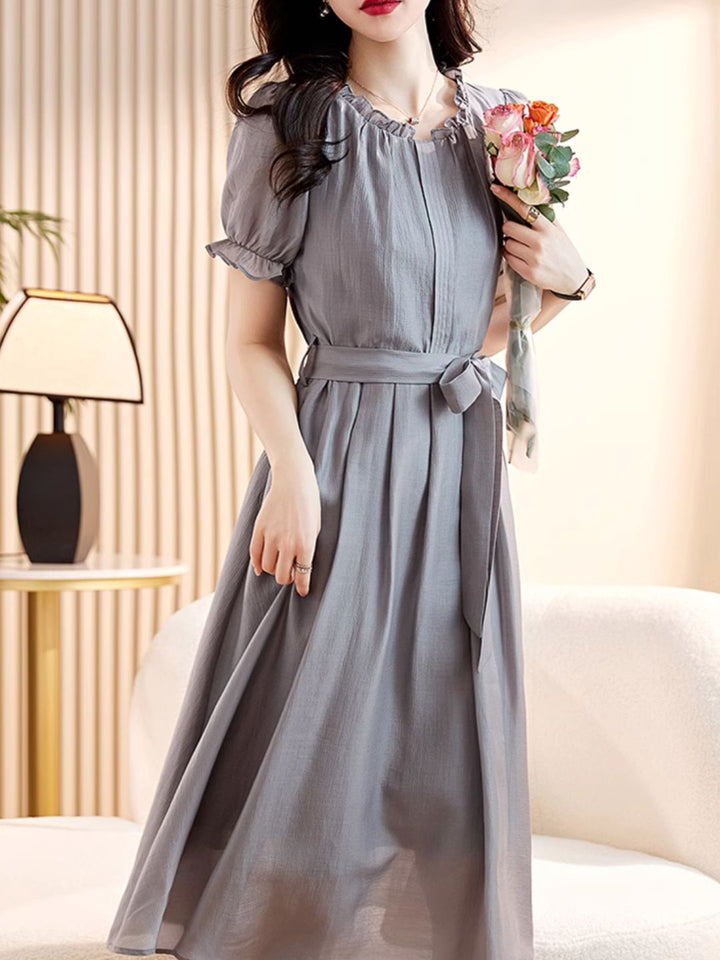 Elegant Slim Waist Dress - Black