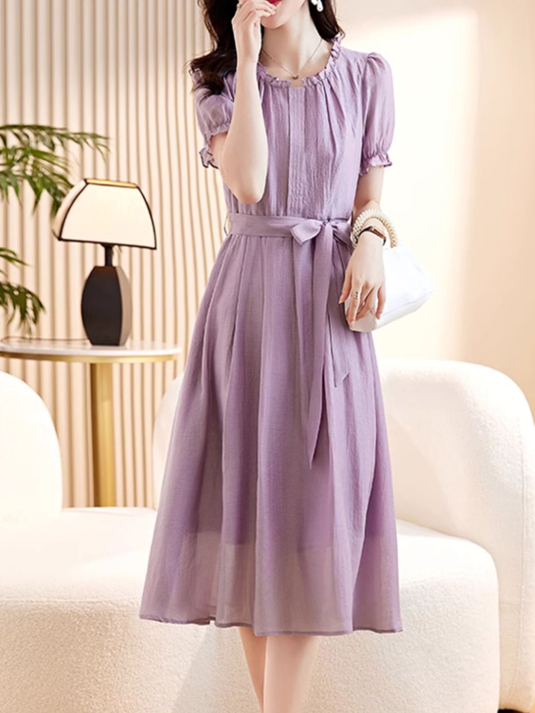 Elegant Slim Waist Dress - Black