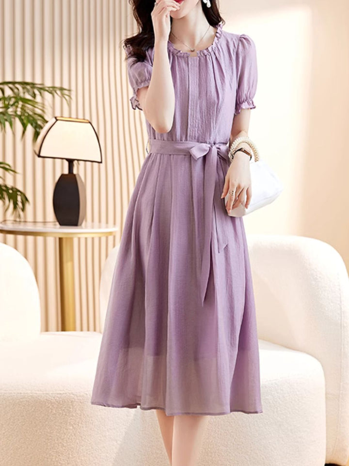 Elegant Slim Waist Dress - Black