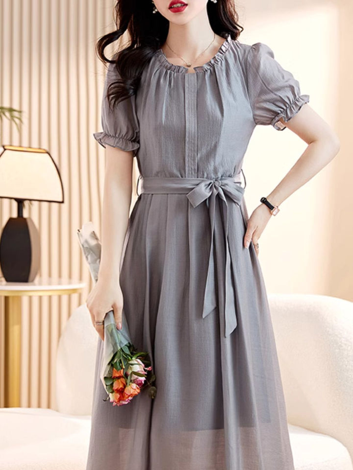 Elegant Slim Waist Dress - Black