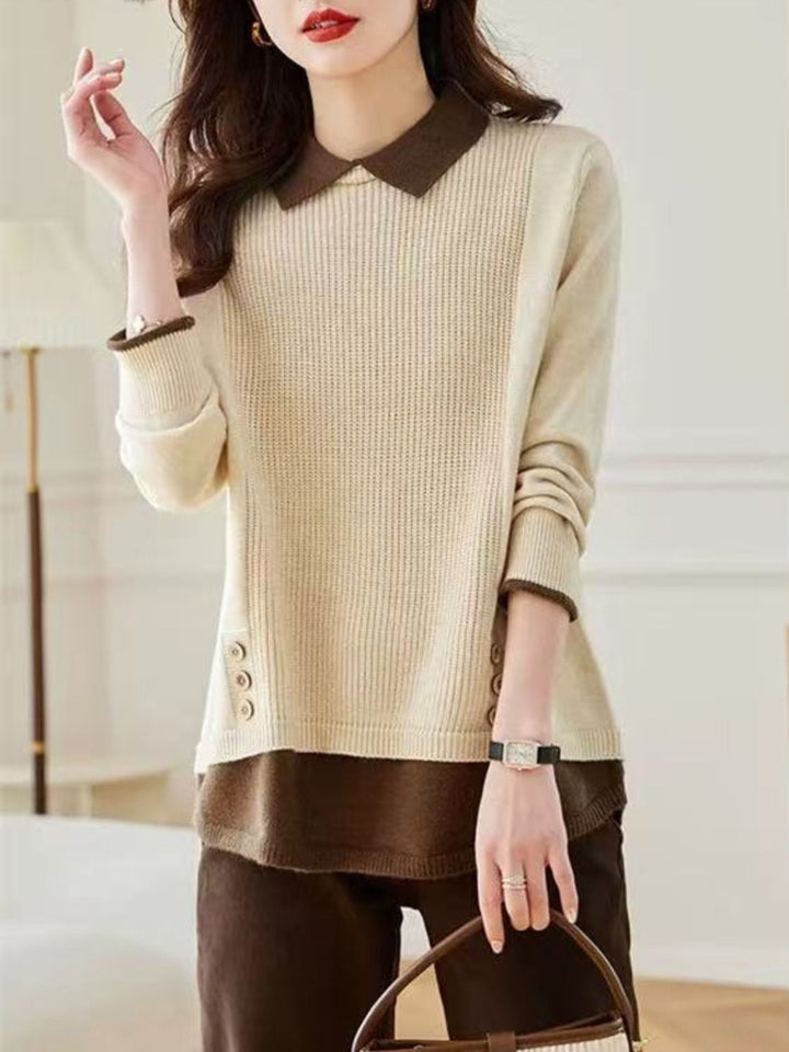Classic Casual Lapel Sweater - Red