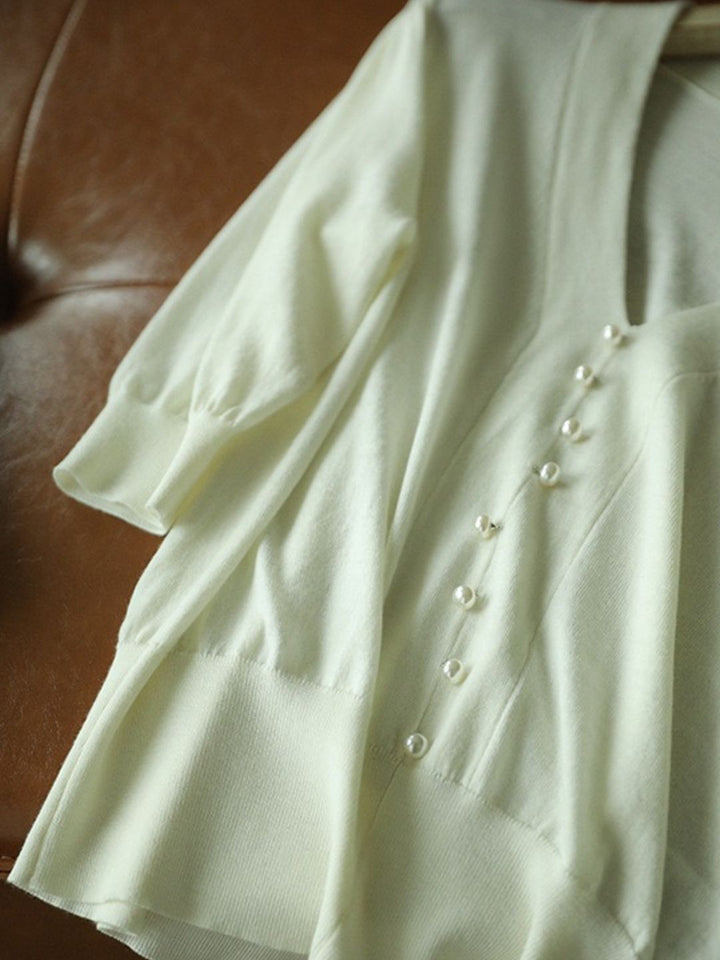 V-neck Sweater Top - Green