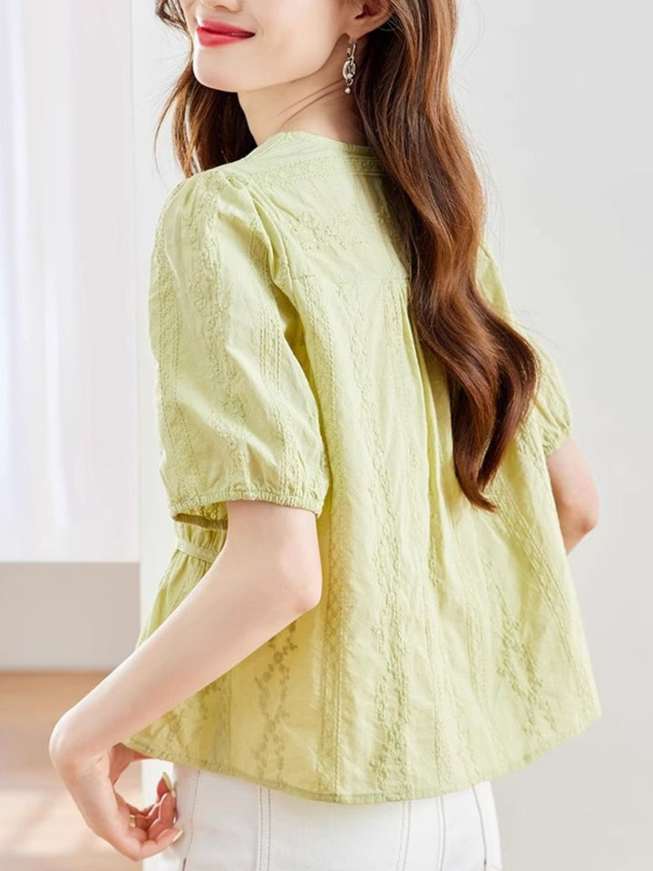 Round Neck Embroidered Shirt