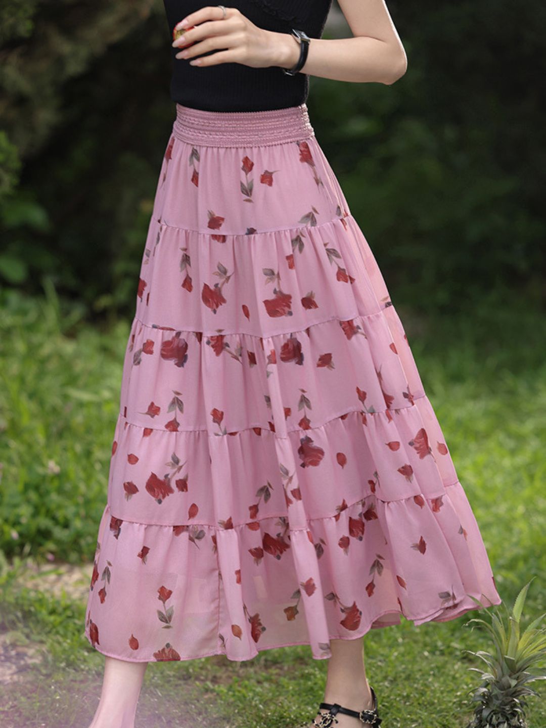 Purple Floral Skirt