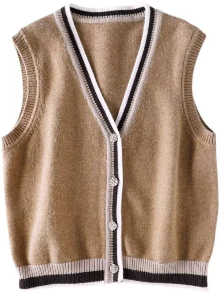 Casual V-neck Knitted Vest