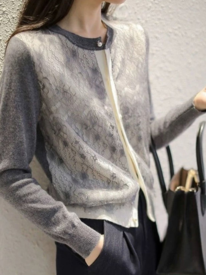 Crew Neck Lace Knit Sweater