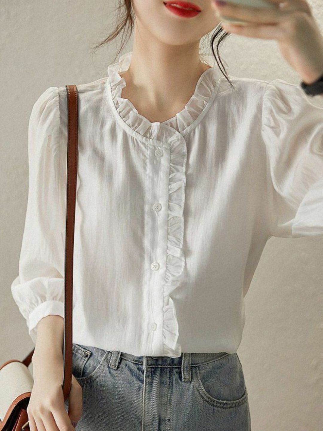 Vintage Loose Stand Collar Shirt