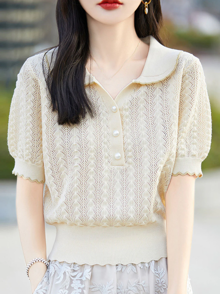 POLO Collar Hollow Short Sleeves