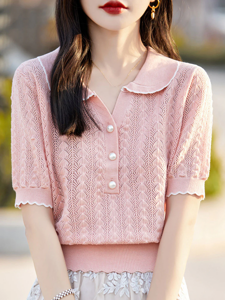 POLO Collar Hollow Short Sleeves