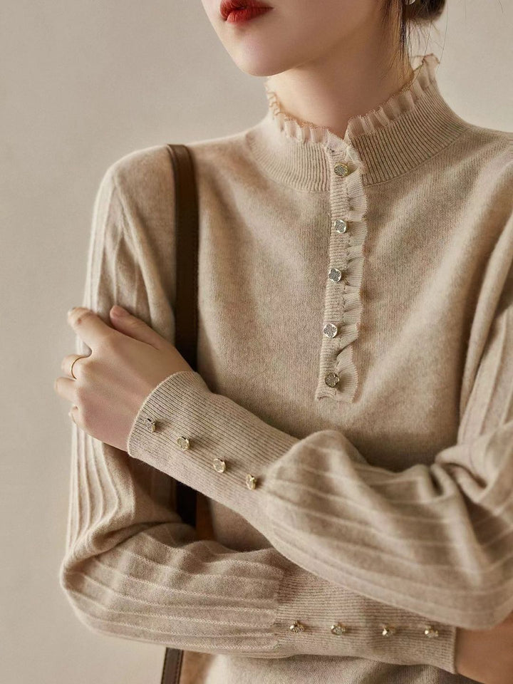 Retro Auricular Knitted Sweater - Pink