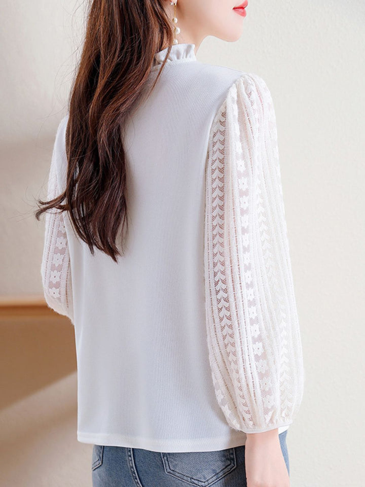 Elegant Lace Lantern Sleeve Top