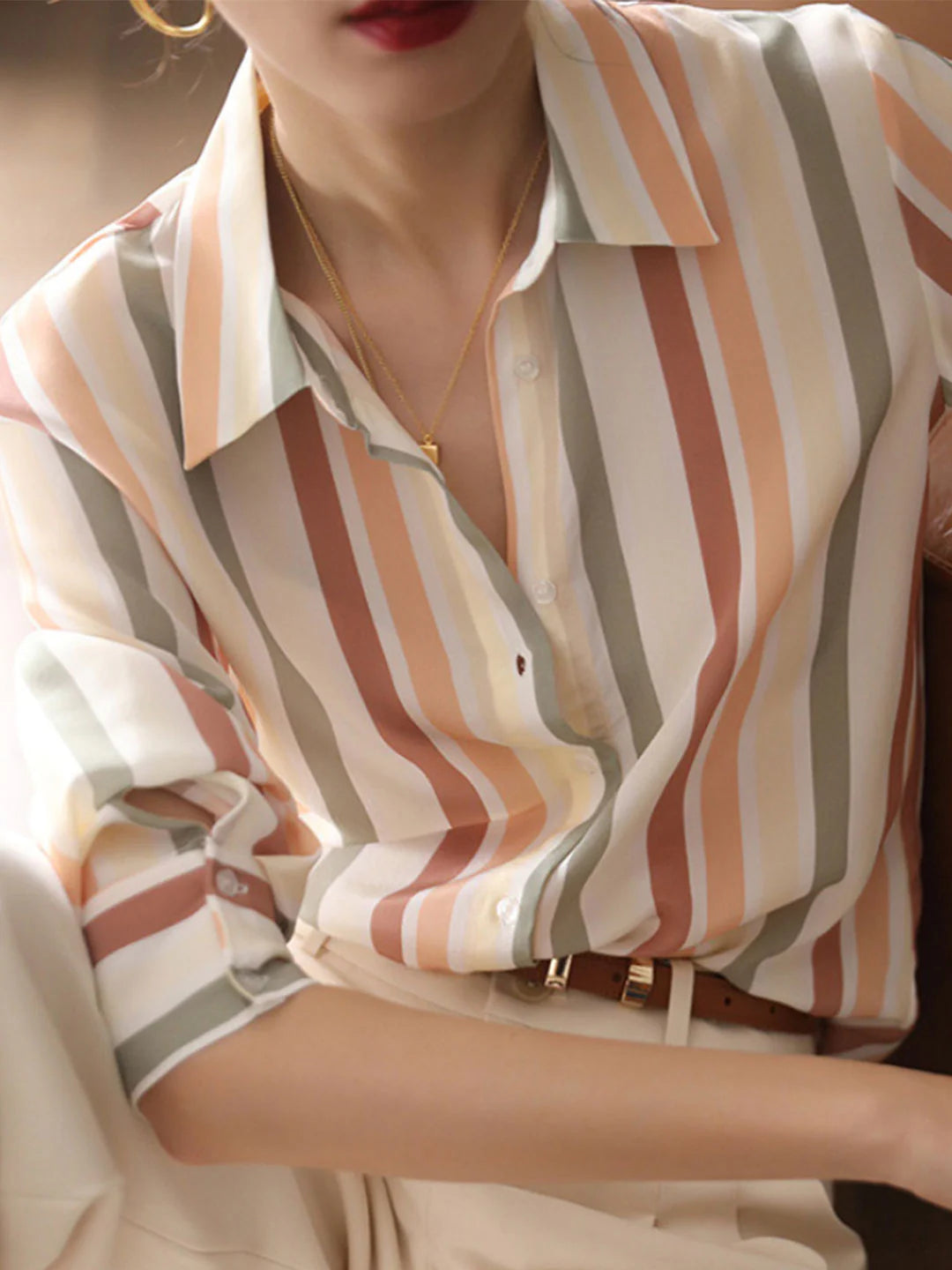Striped Long Sleeve Shirt Top