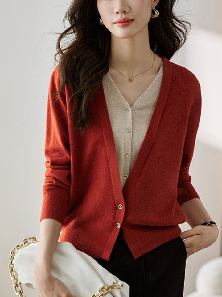 Colorblock Knitted Cardigan - Purple