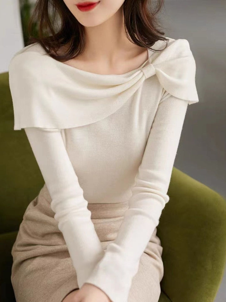 Bow Knitted Sweater - Red