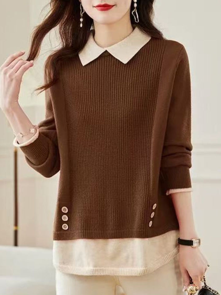 Classic Casual Lapel Sweater - Red