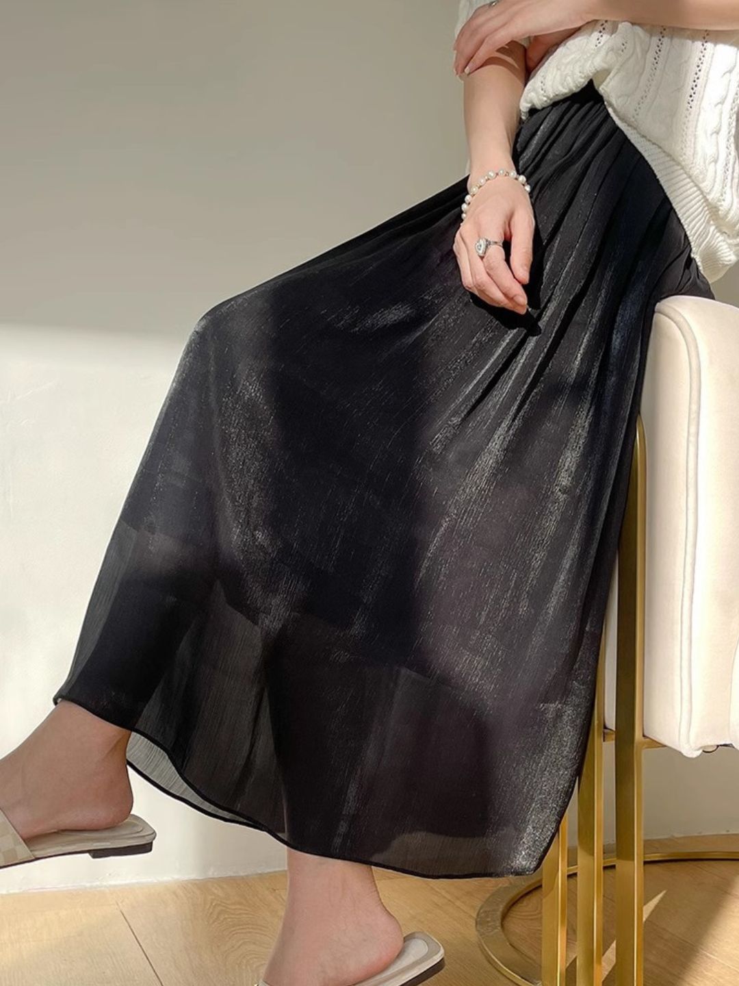 Temperament Mesh Skirt - White