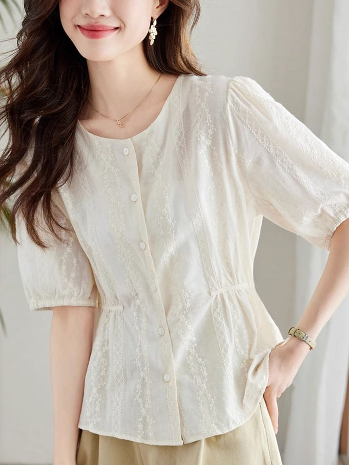 Round Neck Embroidered Shirt