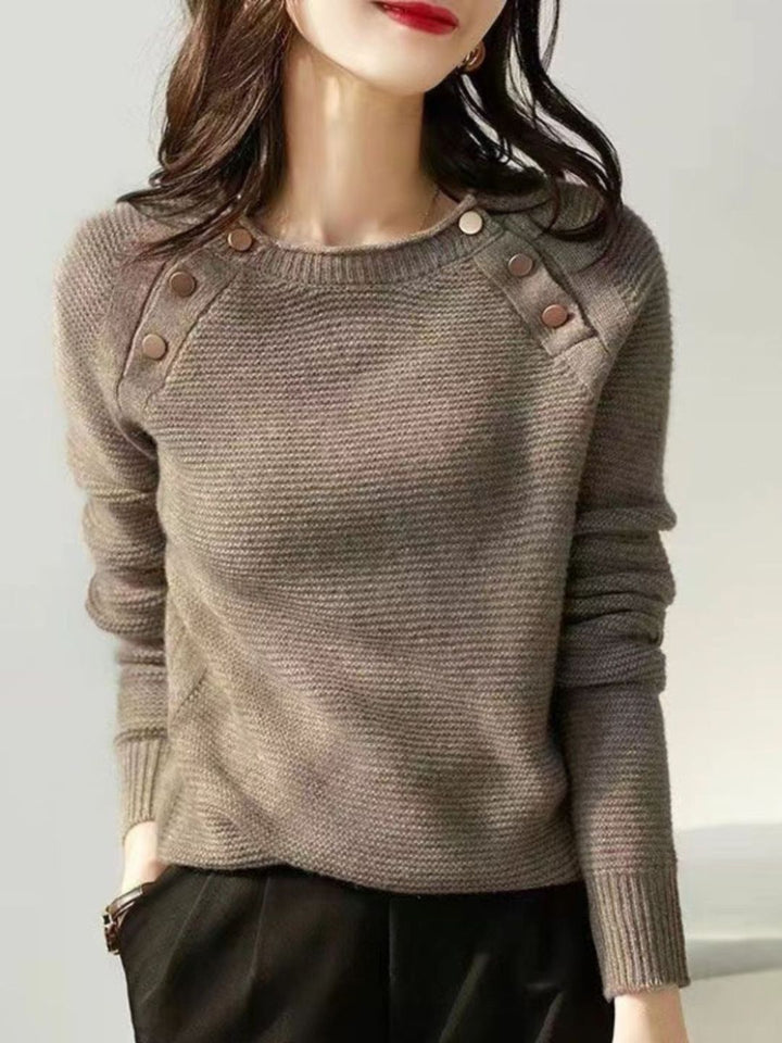Retro Fashion Metal Button Sweater - Green
