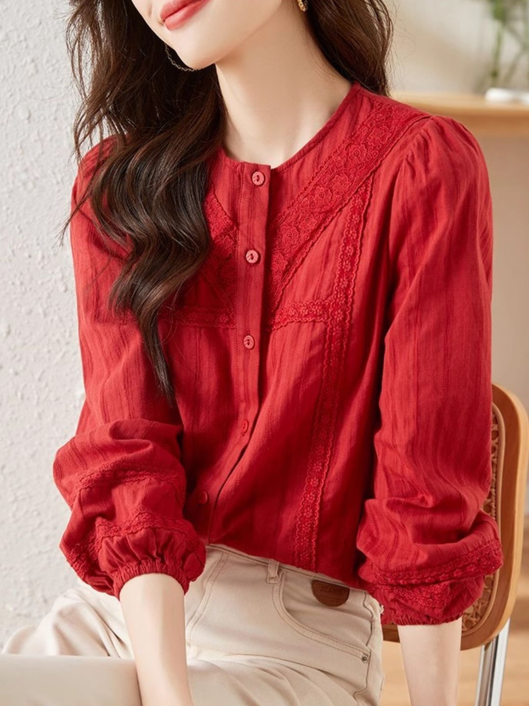 Versatile Lace Long Sleeve Shirt