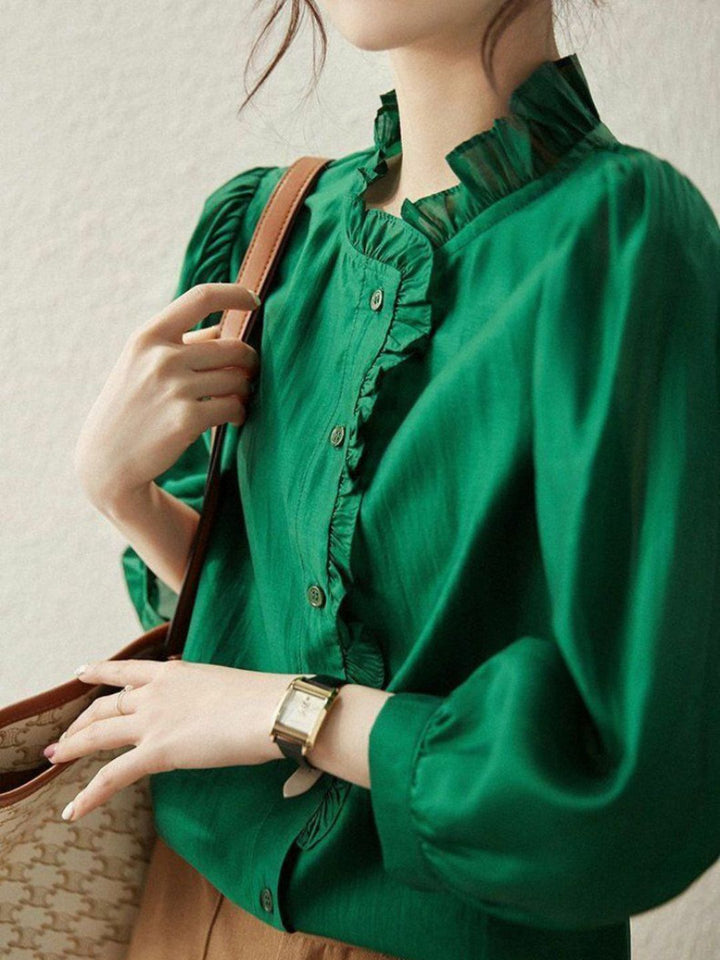 Vintage Loose Stand Collar Shirt