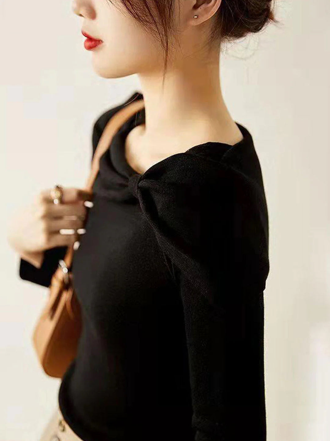 Bow Knitted Sweater - Red