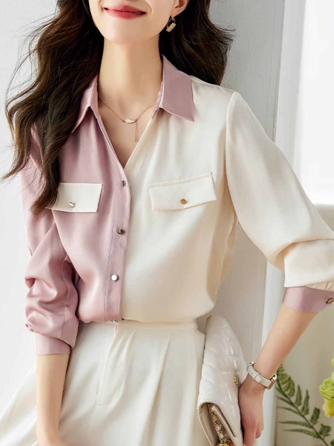 Versatile Contrast Color Shirt