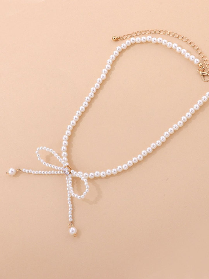 BOWKNOT FAUX PEARL NECKLACE