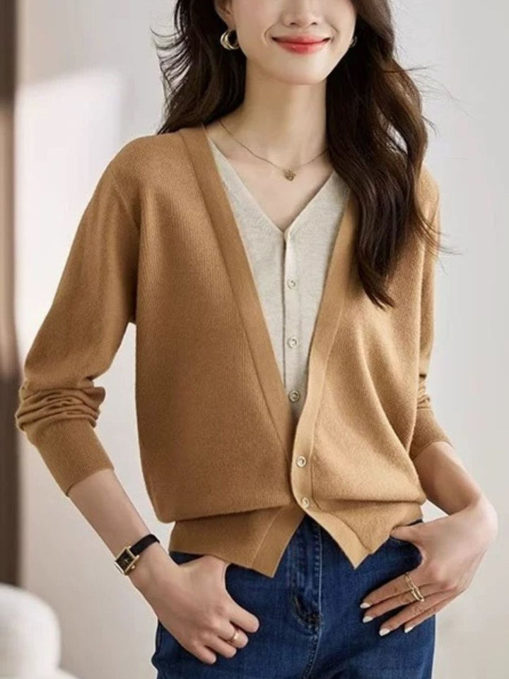 Colorblock Knitted Cardigan - Purple