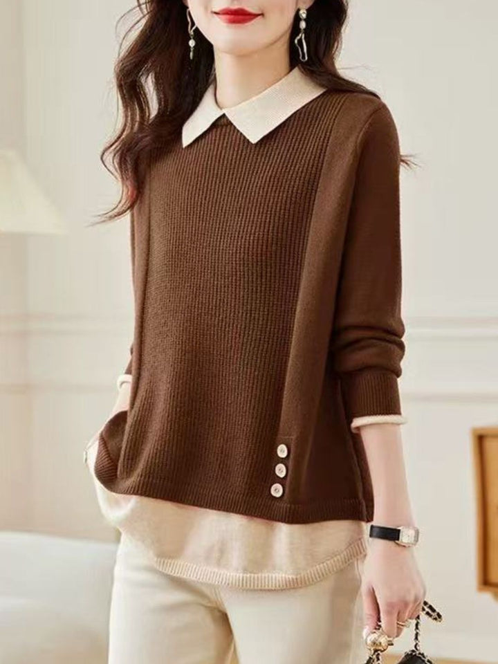 Classic Casual Lapel Sweater - Red