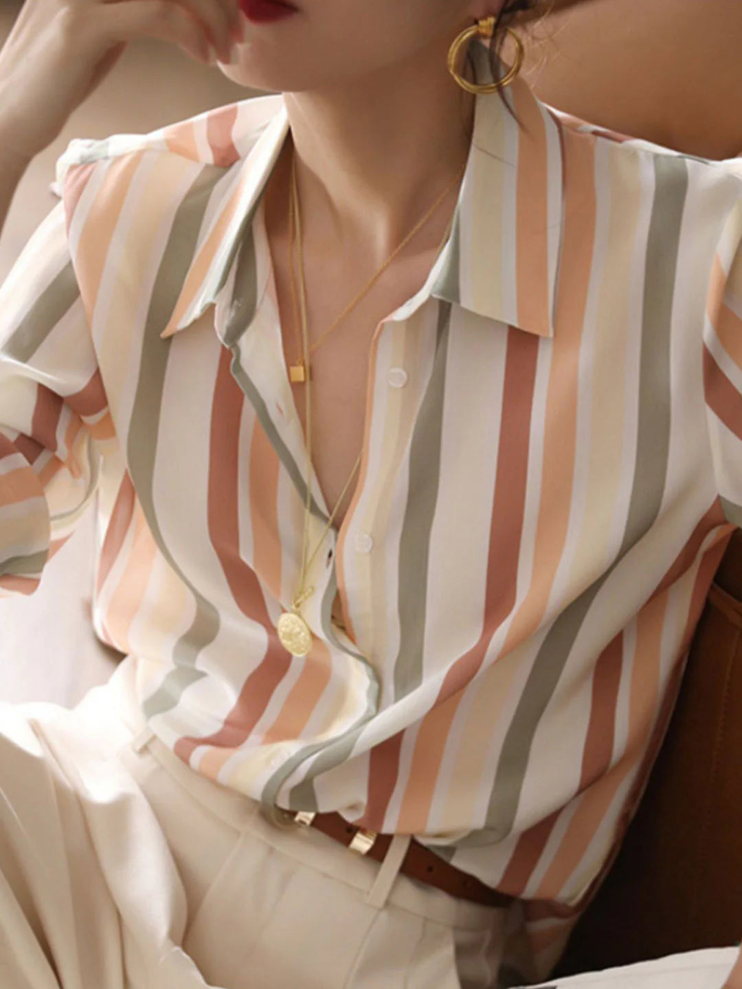 Striped Long Sleeve Shirt Top