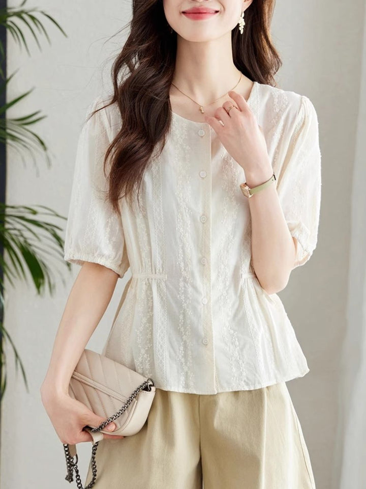 Round Neck Embroidered Shirt