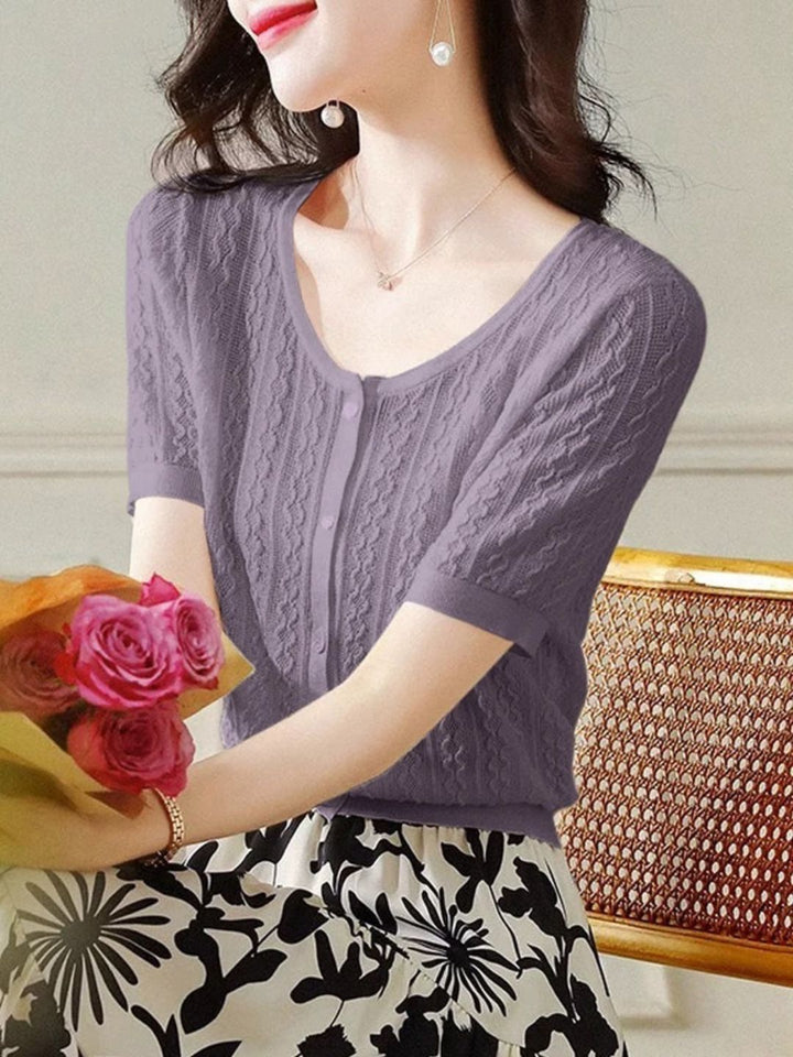 Button-down Cardigan Slim Fit Knitted - Apricot