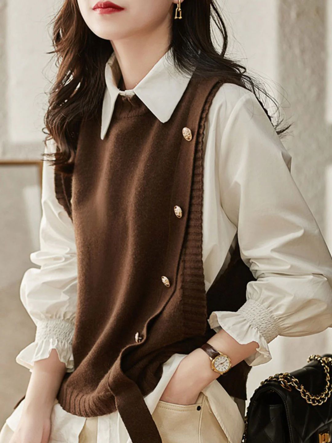 Loose Button Knitted Vest