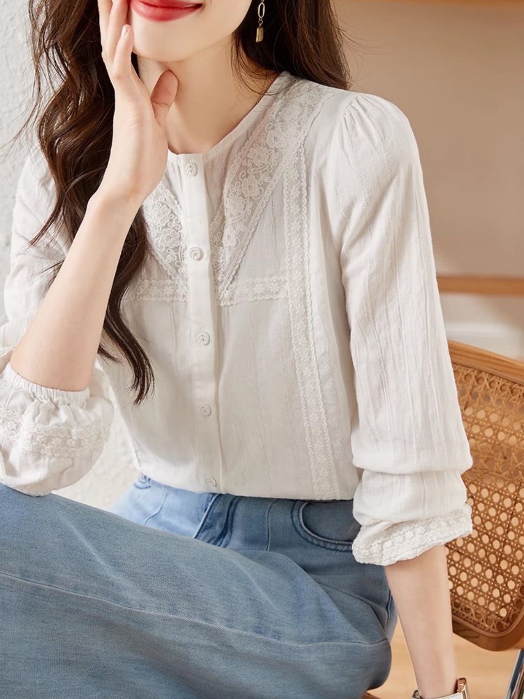 Versatile Lace Long Sleeve Shirt