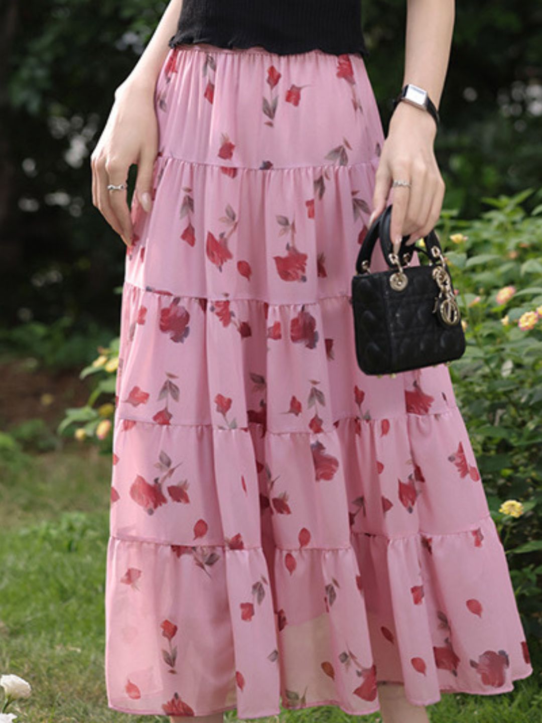 Purple Floral Skirt