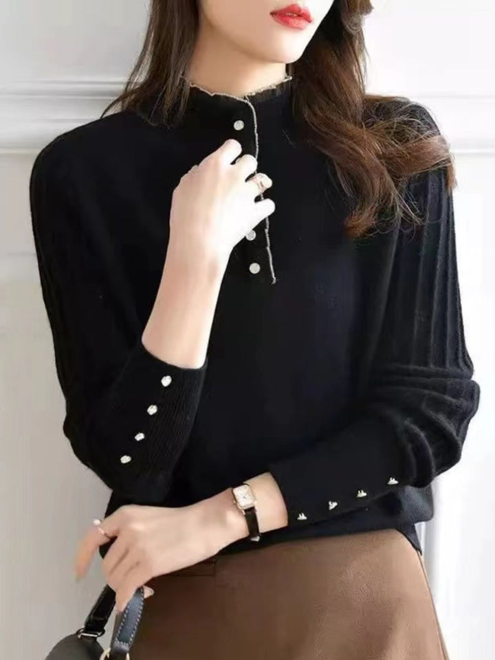 Retro Auricular Knitted Sweater - Pink