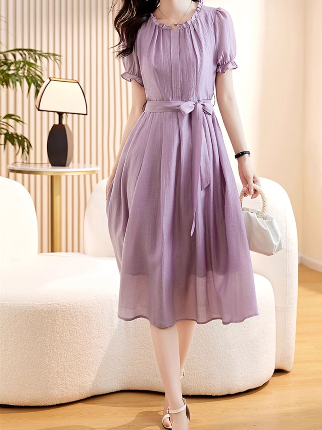 Elegant Slim Waist Dress - Black