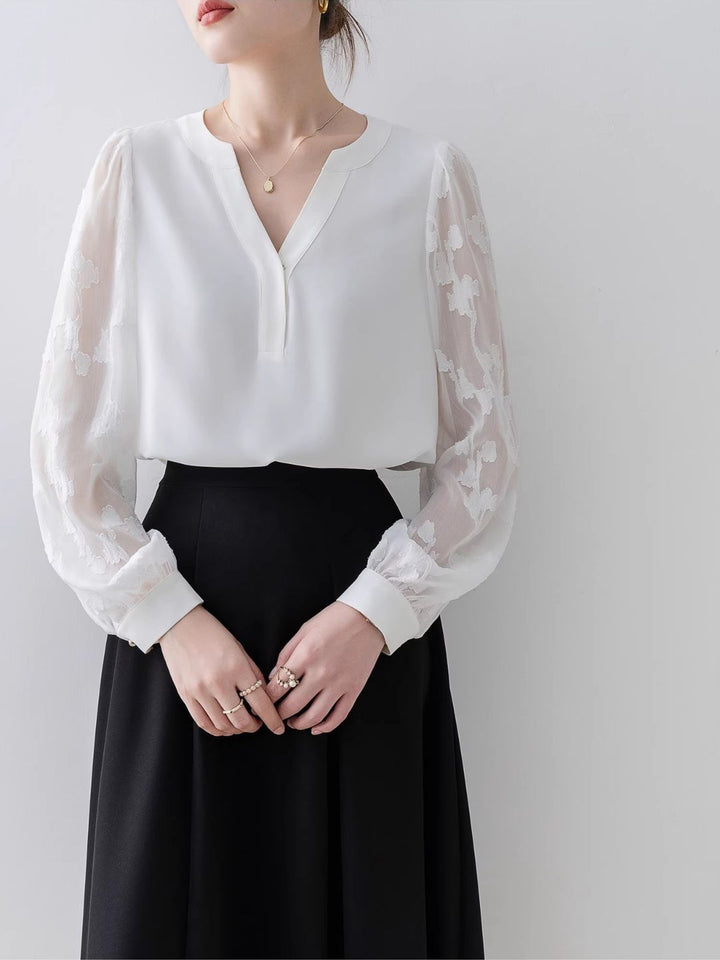 Floral Sleeve V-Neck Top